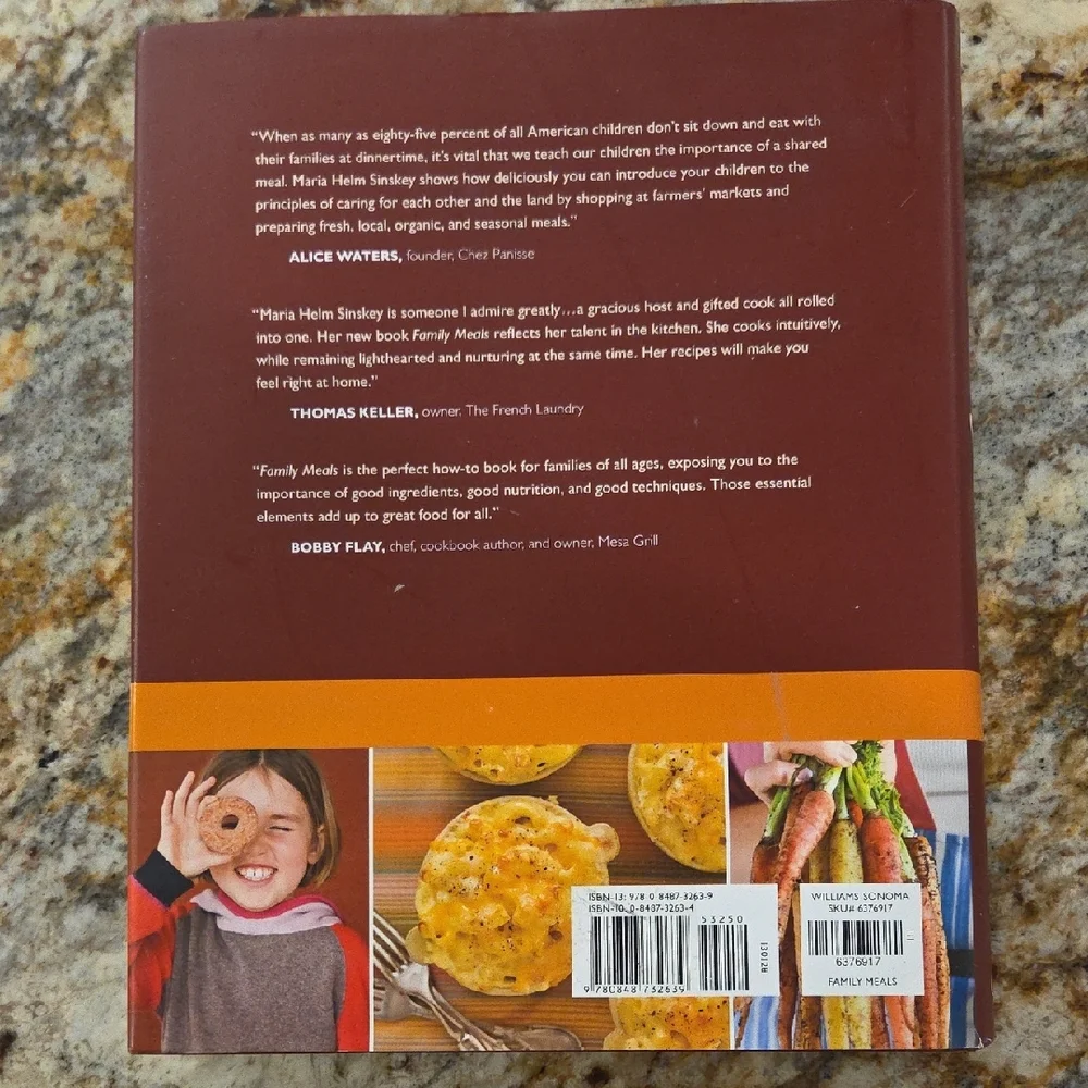 Williams Sonoma Family Meals Cookbook with Red and Orange Accents